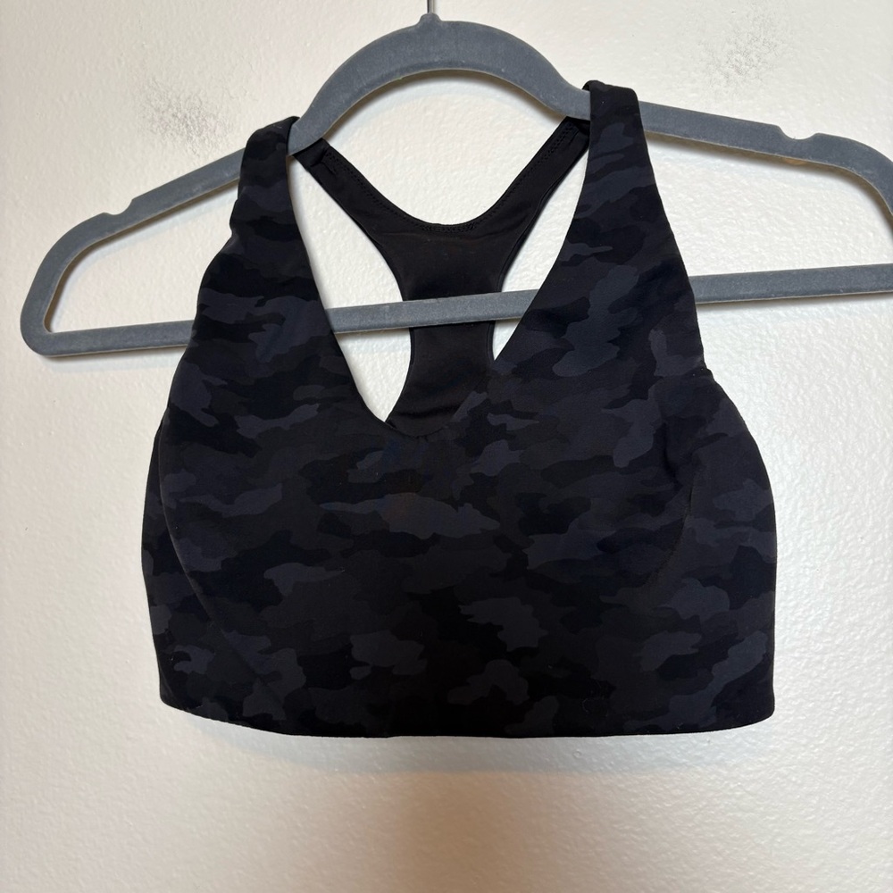 Lululemon In Alignment Racerback Bra Light Support, B/C Cups Camo Mini Deep Coal - Picture 3 of 4
